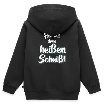 heisser Scheiss - Kinder Premium Organic Zip Hoodie - Schwarz - Hinten - AI Model Kid Male (0cm)
