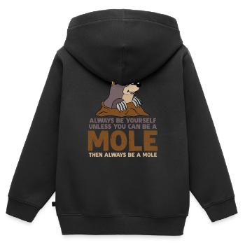 Maulwurf Sei immer du selbst Maulwürfe - Kinder Premium Organic Zip Hoodie - Schwarz - Hinten - AI Model Kid Male (0cm)