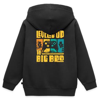Big Brother Leveled Up Big Bro Gift Idea - Kids Premium Organic Zip-up Hoodie - black - Back - AI Model Kid Male (0cm)