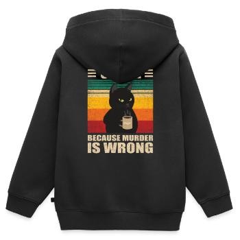 Cat Coffee | Coffee because murder is wrong - Kids Premium Organic Zip-up Hoodie - black - Back - AI Model Kid Male (0cm)