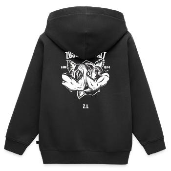 zusammenhalt rose 1974 FAM weiss - Kinder Premium Organic Zip Hoodie - Schwarz - Hinten - AI Model Kid Male (0cm)
