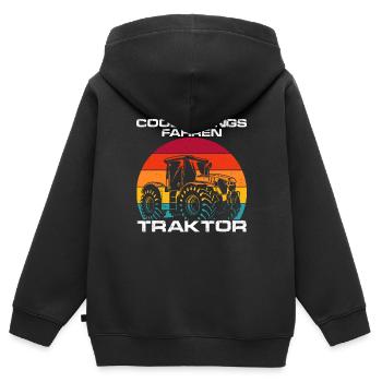 Coole Jungs fahren Traktor - Trecker Kinder Jungen - Kinder Premium Organic Zip Hoodie - Schwarz - Hinten - AI Model Kid Male (0cm)