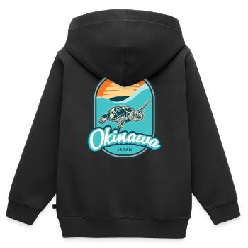 Okinawa – Japon - Sweat Premium à capuche zippé enfant bio - noir - Dos - AI Model Kid Male (0cm)
