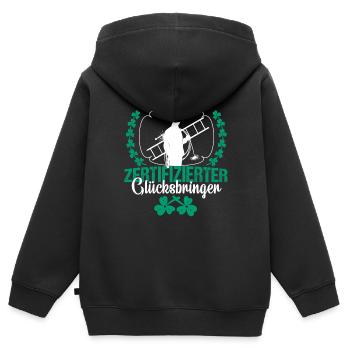 Schornsteinfeger Zertifizierter Glücksbringer - Kinder Premium Organic Zip Hoodie - Schwarz - Hinten - AI Model Kid Male (0cm)