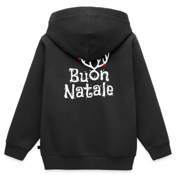 Buon Natale - Sweat Premium à capuche zippé enfant bio - noir - Dos - AI Model Kid Male (0cm)