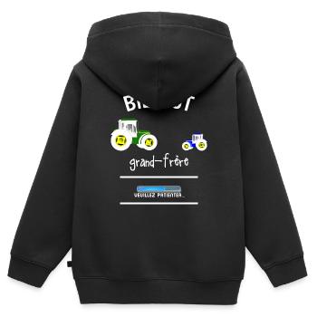 Bientôt grand frère - Sweat Premium à capuche zippé enfant bio - noir - Dos - AI Model Kid Male (0cm)