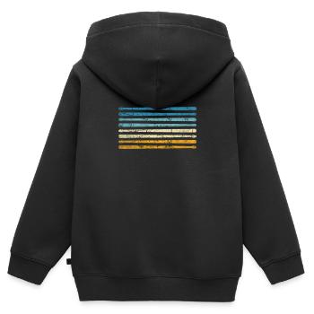 Retro Perkussion Musik Schlagzeuger - Kinder Premium Organic Zip Hoodie - Schwarz - Hinten - AI Model Kid Male (0cm)