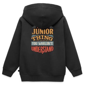 Es ist eine Junior-Sache, die Sie nicht verstehen würden - - Kinder Premium Organic Zip Hoodie - Schwarz - Hinten - AI Model Kid Male (0cm)