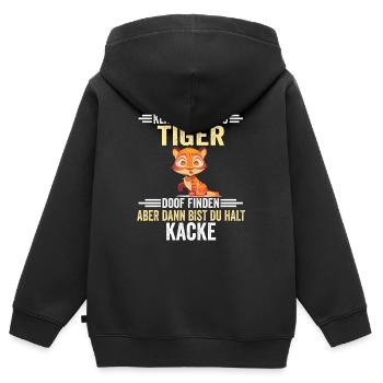 Tiger Zootier - Kinder Premium Organic Zip Hoodie - Schwarz - Hinten - AI Model Kid Male (0cm)