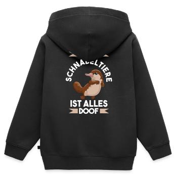 Ohne Schnabeltier ist alle doof - Kinder Premium Organic Zip Hoodie - Schwarz - Hinten - AI Model Kid Male (0cm)