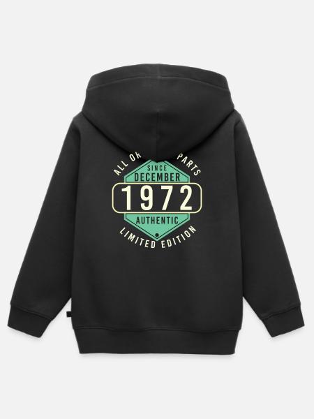 Dezember 1972 Retro Geschenkidee - Kinder Premium Organic Zip Hoodie - Schwarz