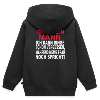 Ich bin ein Mann. - Kinder Premium Organic Zip Hoodie - Schwarz - Hinten - AI Model Kid Male (0cm)