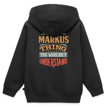 C’est une chose Markus que vous ne comprendriez pas - - Sweat Premium à capuche zippé enfant bio - noir - Dos - AI Model Kid Male (0cm)