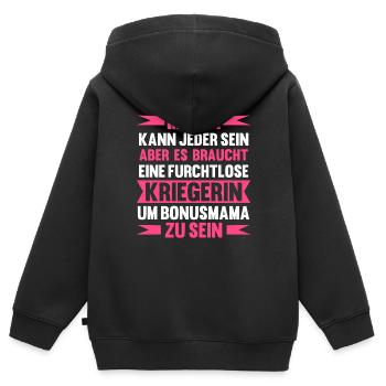Bonusmama Stiefmama Stiefmutter - Kinder Premium Organic Zip Hoodie - Schwarz - Hinten - AI Model Kid Male (0cm)