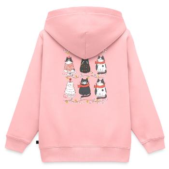 Süße Katzen Xmas Kätzchen Weihnachtsoutfit - Kinder Premium Organic Zip Hoodie - Rosa - Hinten - AI Model Kid Female (0cm)