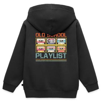 Old School Playlist Cassette Cassette Musique Rétro années 80 - Sweat Premium à capuche zippé enfant bio - noir - Dos - AI Model Kid Male (0cm)
