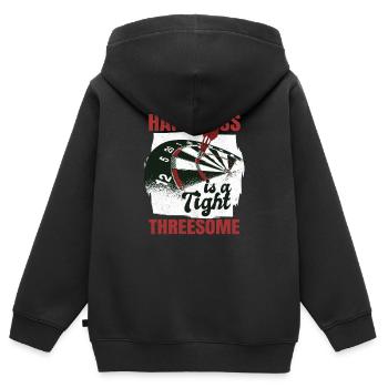 Happiness Is A Tight Threesome Dart Player Dart - Kids Premium Organic Zip-up Hoodie - black - Back - AI Model Kid Male (0cm)