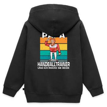 Cooles Vintage Handballtrainer Retro Papa Handball - Kinder Premium Organic Zip Hoodie - Schwarz - Hinten - AI Model Kid Male (0cm)