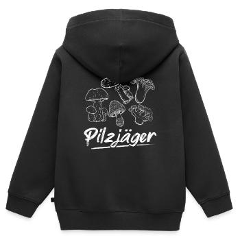 PILZJÄGER Pilze Sammeln Pilzsammler Pilzsaison Pil - Kinder Premium Organic Zip Hoodie - Schwarz - Hinten - AI Model Kid Male (0cm)
