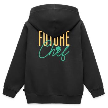 Futur Chef Cuisine Cuisine Pâtisserie Gourmet Commis Che - Sweat Premium à capuche zippé enfant bio - noir - Dos - AI Model Kid Male (0cm)