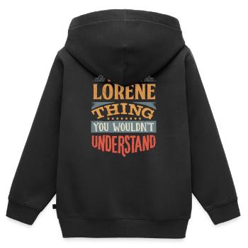 Es ist eine Lorene-Sache, die Sie nicht verstehen würden - - Kinder Premium Organic Zip Hoodie - Schwarz - Hinten - AI Model Kid Male (0cm)