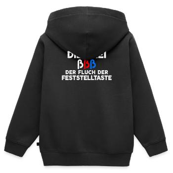 Die Drei ßßß Der Fluch Der Feststelltaste - Kinder Premium Organic Zip Hoodie - Schwarz - Hinten - AI Model Kid Male (0cm)