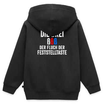 Die Drei ßßß Der Fluch Der Feststelltaste - Kinder Premium Organic Zip Hoodie - Schwarz - Hinten - AI Model Kid Male (0cm)