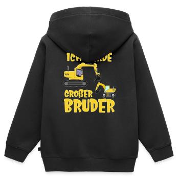 Ich werde bald großer Bruder Bagger Baustelle - Kinder Premium Organic Zip Hoodie - Schwarz - Hinten - AI Model Kid Male (0cm)