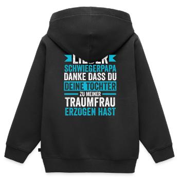 Schwiegersohn Schwiegerpapa - Kinder Premium Organic Zip Hoodie - Schwarz - Hinten - AI Model Kid Male (0cm)