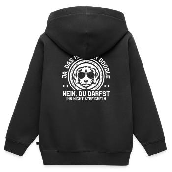 Bitte nicht streicheln - DOODLE - Kinder Premium Organic Zip Hoodie - Schwarz - Hinten - AI Model Kid Male (0cm)