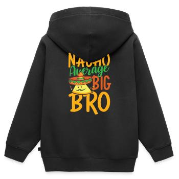 Nacho Durchschnitt Big Bro - Kinder Premium Organic Zip Hoodie - Schwarz - Hinten - AI Model Kid Male (0cm)