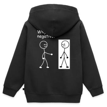 Warum so negativ - Strichmännchen Strichmännchen - Kinder Premium Organic Zip Hoodie - Schwarz - Hinten - AI Model Kid Male (0cm)