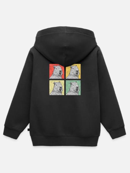 Capybara Vintage südamerikanisches Wasserschwein - Hoodie Premium med dragkedja barn ekologisk - svart