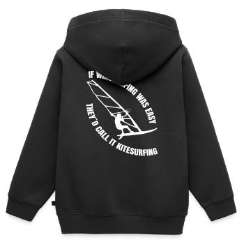 Windsurfer Surf Kitesurfer Windsurfing Cadeau - Sweat Premium à capuche zippé enfant bio - noir - Dos - AI Model Kid Male (0cm)
