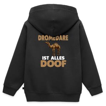 Dromedar - Kinder Premium Organic Zip Hoodie - Schwarz - Hinten - AI Model Kid Male (0cm)