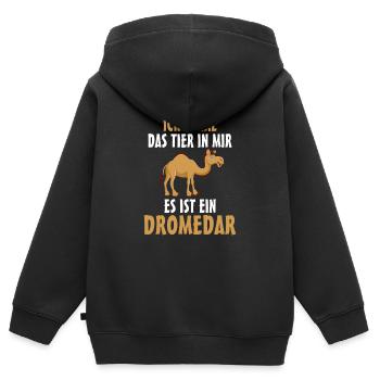 Dromedar - Kinder Premium Organic Zip Hoodie - Schwarz - Hinten - AI Model Kid Male (0cm)
