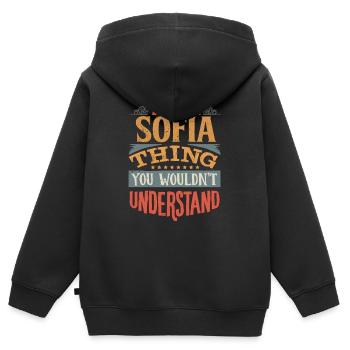 C’est une chose de Sofia que vous ne comprendriez pas - Sofia - Sweat Premium à capuche zippé enfant bio - noir - Dos - AI Model Kid Male (0cm)