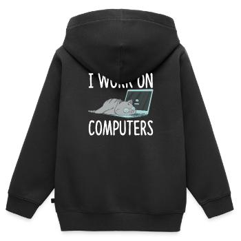 I Work On Computers Katze Informatik Kätzchen - Kinder Premium Organic Zip Hoodie - Schwarz - Hinten - AI Model Kid Male (0cm)