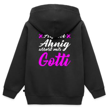 Gotti Götti Schweiz Geschenk zu Weihnachten - Kinder Premium Organic Zip Hoodie - Schwarz - Hinten - AI Model Kid Male (0cm)