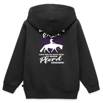Westernreiten Reiterin und Pferd - Kinder Premium Organic Zip Hoodie - Schwarz - Hinten - AI Model Kid Male (0cm)