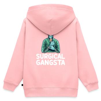 Technologue chirurgical Gangsta Tech Drôle - Sweat Premium à capuche zippé enfant bio - rose - Dos - AI Model Kid Female (0cm)