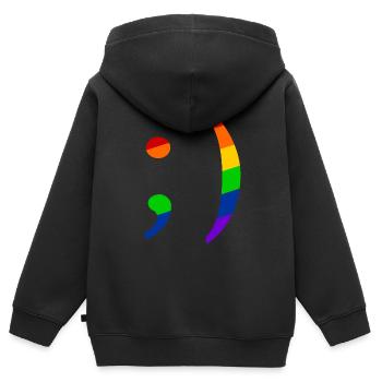 Retro Emoji Zwinker Queer - Kinder Premium Organic Zip Hoodie - Schwarz - Hinten - AI Model Kid Male (0cm)