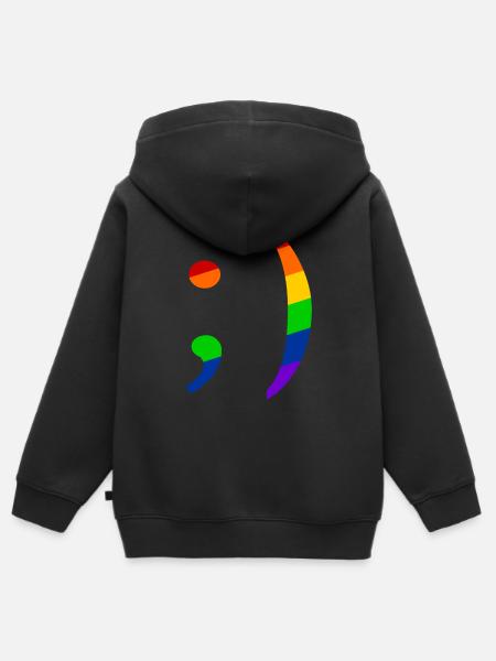 Retro Emoji Zwinker Queer - Kinder Premium Organic Zip Hoodie - Schwarz
