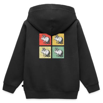 Degu Vintage chilenisches Nagetier Degu - Kinder Premium Organic Zip Hoodie - Schwarz - Hinten - AI Model Kid Male (0cm)