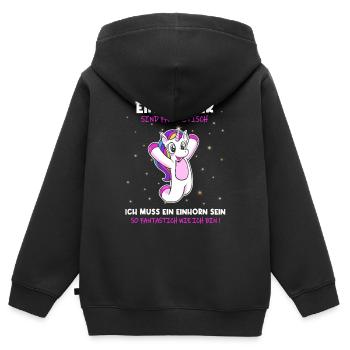 Einhörner sind Fantastisch - Einhorn - Kinder Premium Organic Zip Hoodie - Schwarz - Hinten - AI Model Kid Male (0cm)