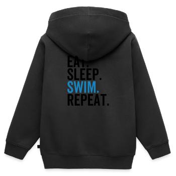 Eat Sleep Schwimmen Wiederholen - Kinder Premium Organic Zip Hoodie - Schwarz - Hinten - AI Model Kid Male (0cm)