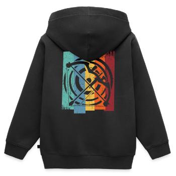 Vintage Bogenschütze Recurvebogen Bogenschießen Bo - Kinder Premium Organic Zip Hoodie - Schwarz - Hinten - AI Model Kid Male (0cm)