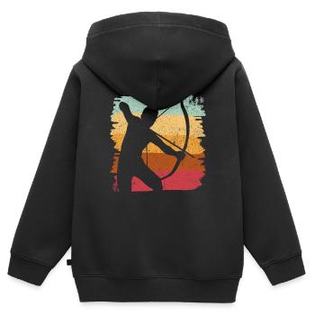 Bogenschütze Bogenschießen Bogensport - Kinder Premium Organic Zip Hoodie - Schwarz - Hinten - AI Model Kid Male (0cm)