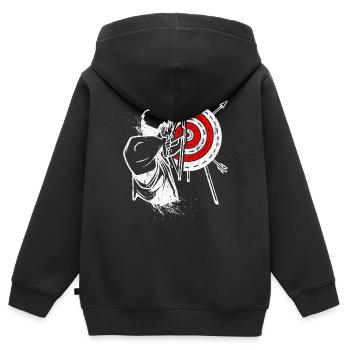Bogenschütze Recurvebogen Bogenschießen Bogensport - Kinder Premium Organic Zip Hoodie - Schwarz - Hinten - AI Model Kid Male (0cm)