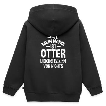 Mein Name ist Otter - Kinder Premium Organic Zip Hoodie - Schwarz - Hinten - AI Model Kid Male (0cm)